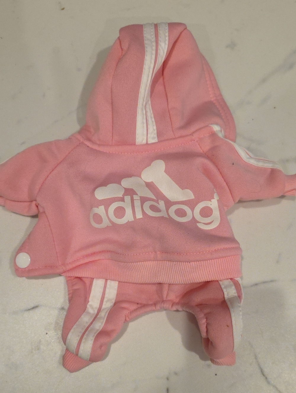 Pink Hooded Dog Tracksuit with White Logo